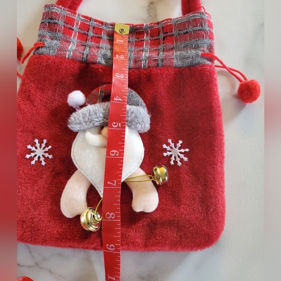 2 Felt Christmas Goodie Bags with Drawstrings Santa & Snowman - Picture 2 of 12